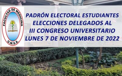 Padrón Electoral de Estudiantes, Elecciones Delegados al III Congreso Universitario Lunes 7 de Noviembre de 2022