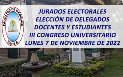 Jurados Electorales para la Elección de Delegados Docentes y Estudiantes III Congreso Universitario, Lunes 7 de Noviembre de 2022
